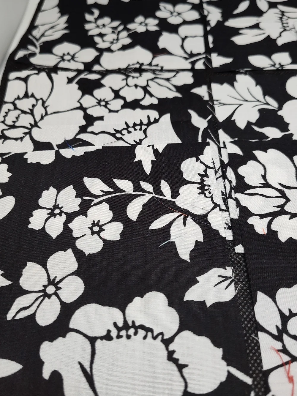 7 4.50 INCH Black Floral Cotton Fabric SQUARES